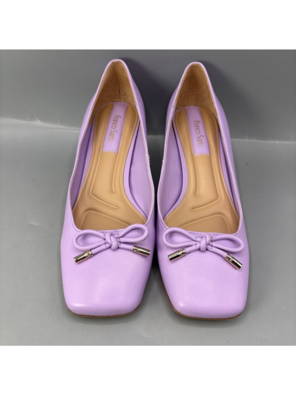 Franco Sarto Natalia Pumps Womens 7.5 Purple Leather Stylish Bow Detail Slip On - Picture 3 of 9